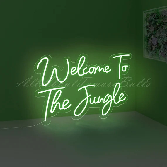 Welcome to the Jungle Neon Sign Bar Wall Decoration Quote - Etsy | Etsy (US)