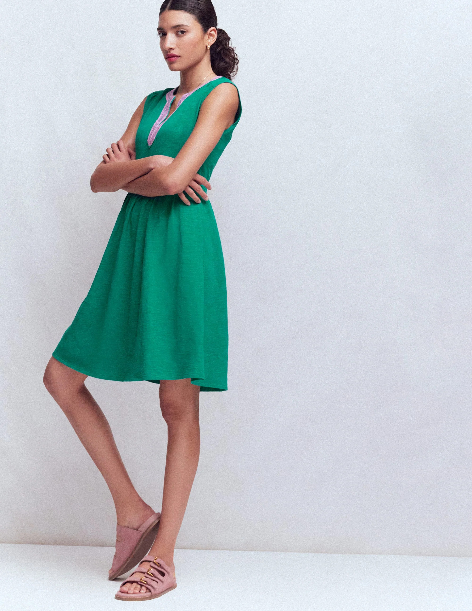 May Jersey Short Dress-Deep Teal | Boden (US)