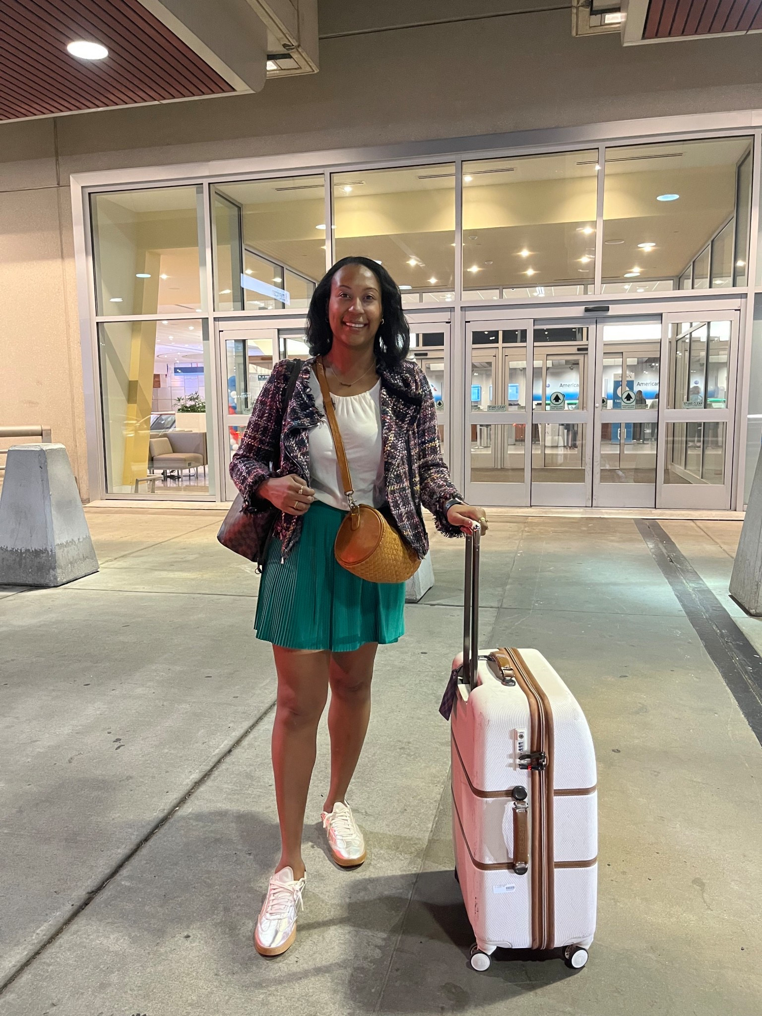 Off to speak at a conference! This is my comfy travel outfit and first day conference outfit. Affordable and stylish. Skirt is true to size. 

#LTKWorkwear #LTKOver40 #LTKTravel