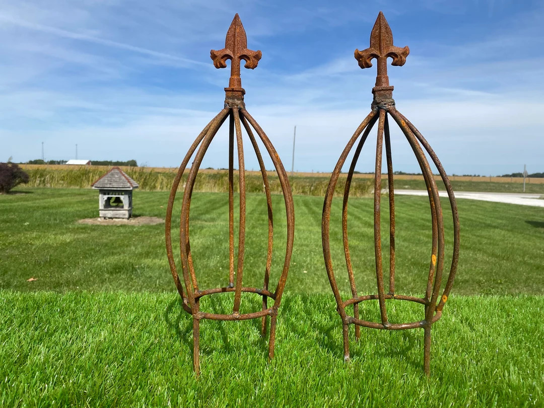 Set of 2 Rustic Wrought Iron Tiny Topiary Trellis, Garden Plant Support | Etsy (US)