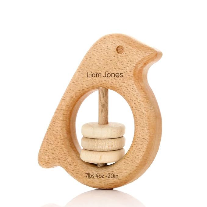 Amazon.com: Our Personalized Bird Rattle in Pastel Makes a Truly Thoughtful One of a Kind Gift. f... | Amazon (US)