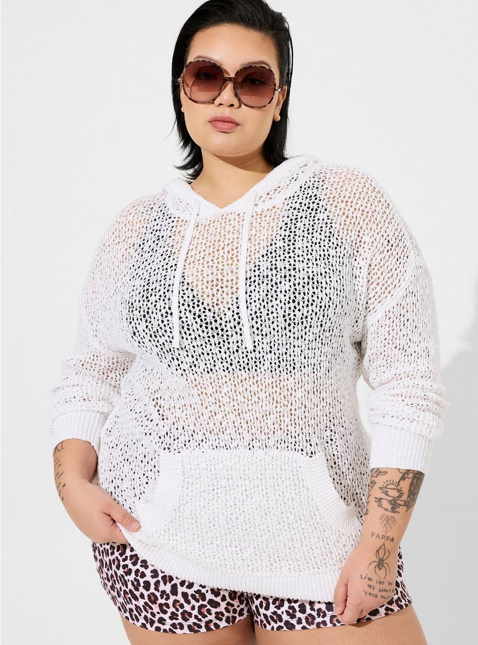 Open Knit Beach Hoodie | Torrid (US & Canada)