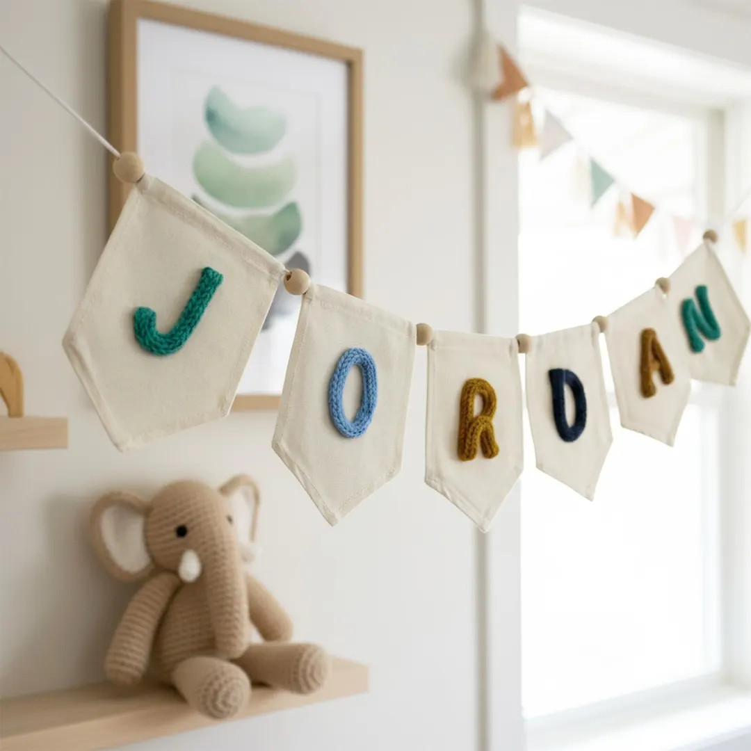 Personalized Yarn Letter Canvas Banner, Handmade Nursery Decor - Etsy UK | Etsy (Global)