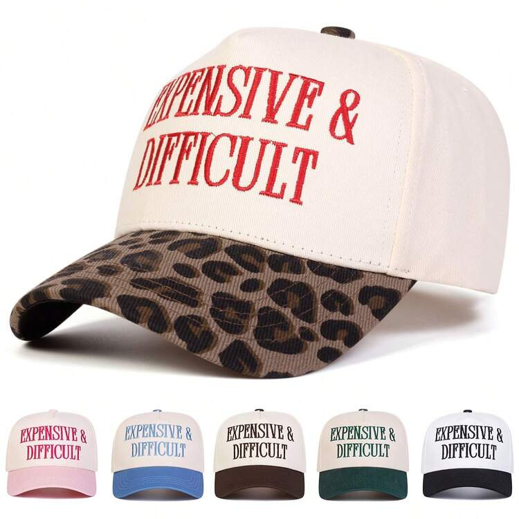 1pc Women's "Expensive & Difficult" Embroidered Letter Trucker Hat, Casual Baseball Cap, Suitable For Spring, Autumn, Street, Travel, Beach Vacation | SHEIN