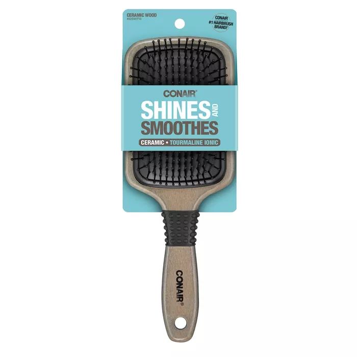 Conair Shines and Smoothes Ceramic Wood Paddle Hairbrush | Target