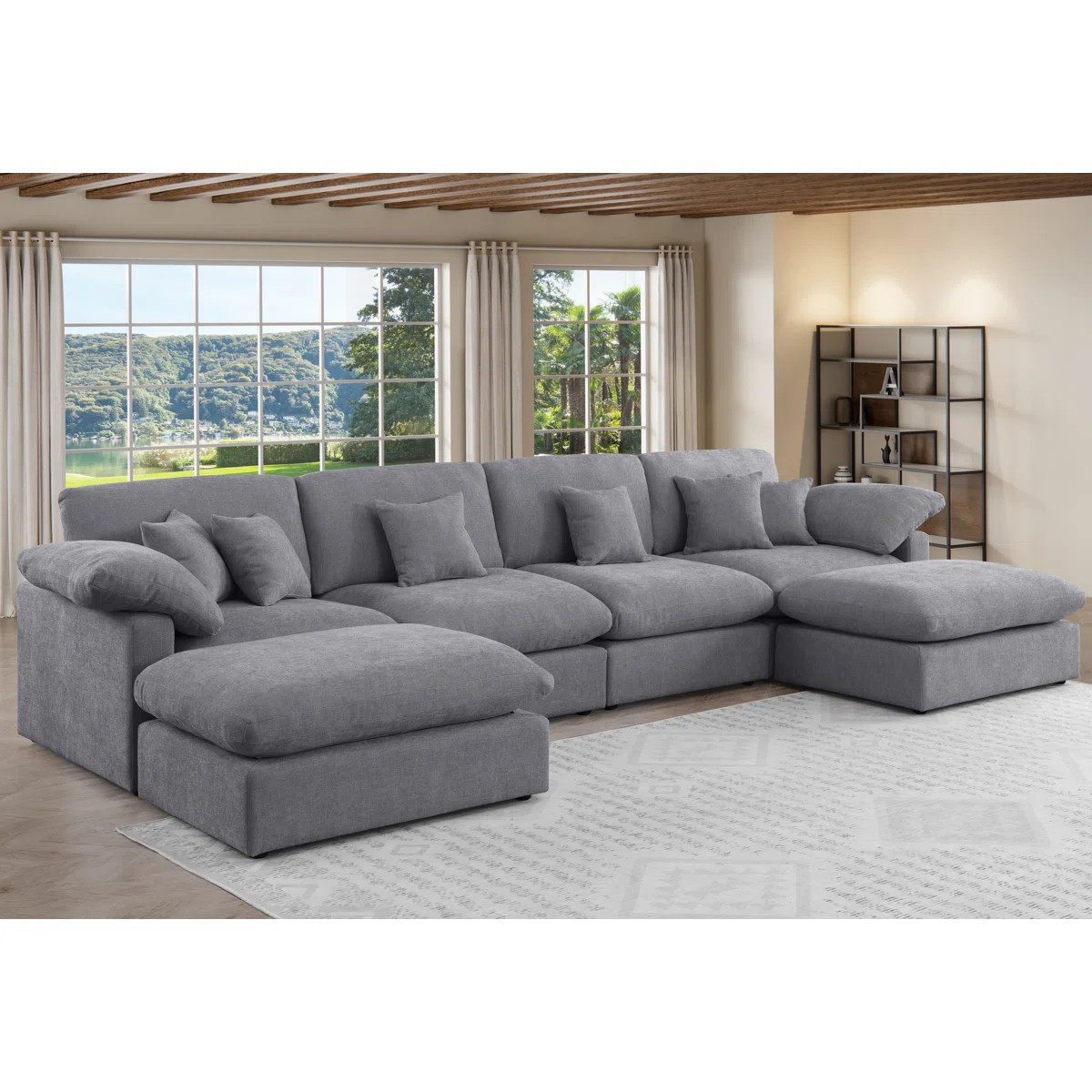 6 - Piece 155.7" U Shape Sectional Sofa Cloud Couch With Removable Ottomans | Wayfair North America
