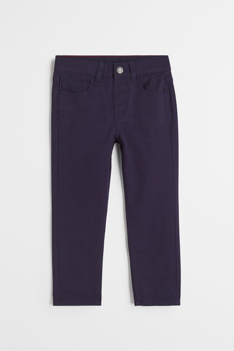 Relaxed Fit Twill Pants - Navy blue - Kids | H&M US | H&M (US + CA)
