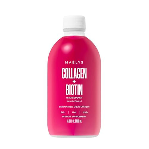 MAËLYS Super Charged Liquid Collagen for Women - Collagen Peptides Supplement with Biotin for Hair, Skin and Nails - Liquid Hydrolyzed Collagen Peptides, Orange Peach | Amazon (US)