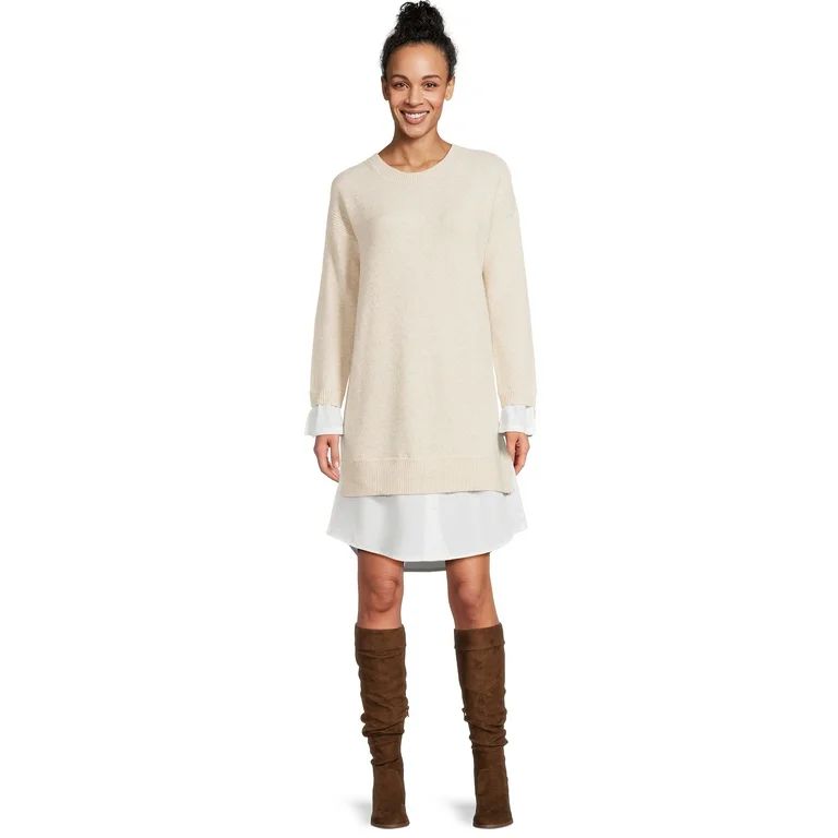 Time and Tru Women's Twofer Sweater Dress | Walmart (US)