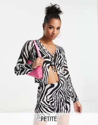 I Saw It First petite sheer lace up top in zebra - part of a set | ASOS | ASOS (Global)