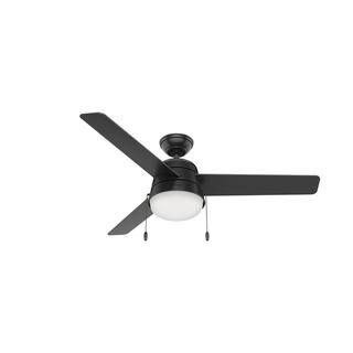 Hunter Aker 52 in. LED Indoor/Outdoor Matte Black Ceiling Fan with Light Kit-50386 - The Home Dep... | The Home Depot