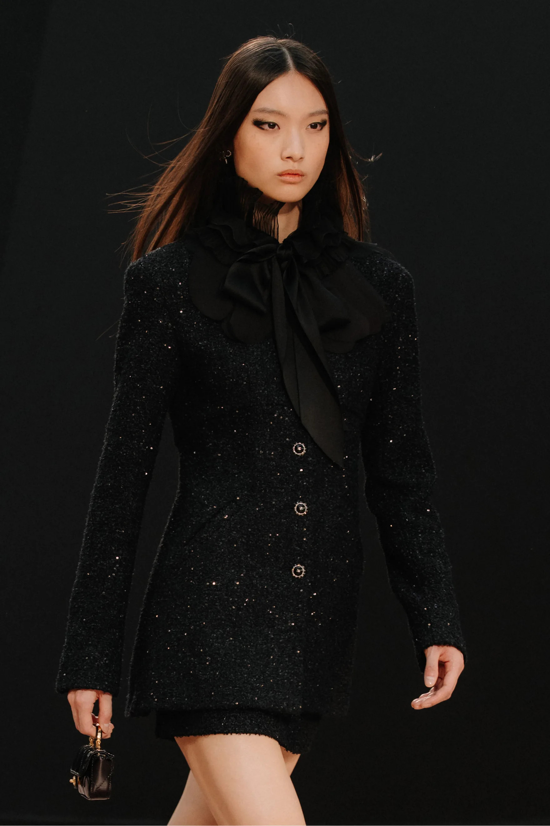 Jacket - Sequined tweed & silk organza, black — Fashion | CHANEL | Chanel, Inc. (US)