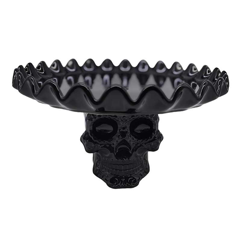 Ceramic Black Skull Cake Stand, 12" | At Home