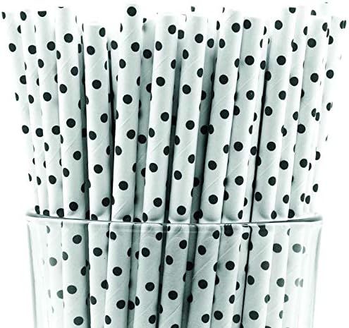 Pack of 150 Black Polka Dot Biodegradable 4-Ply Paper Drinking Straws (Compostable, Non-toxic, BP... | Amazon (US)