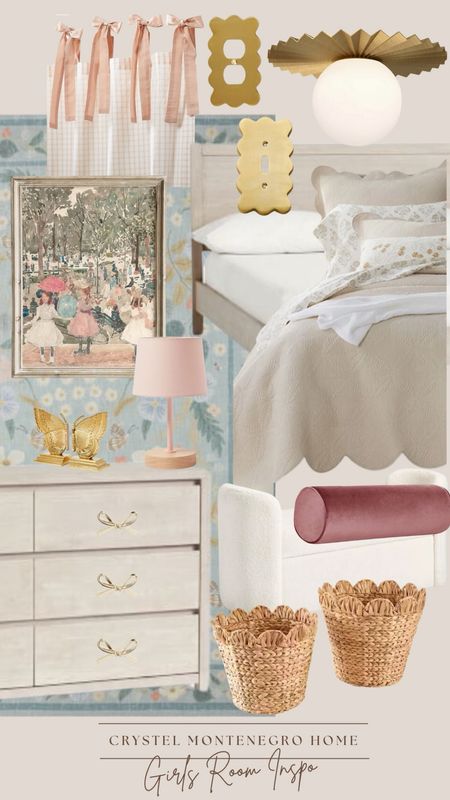 Home. Neutral Girls Bedroom inspiration. Bedding. Dresser. Artwork. Rug.

#LTKkids #LTKhome #LTKstyletip