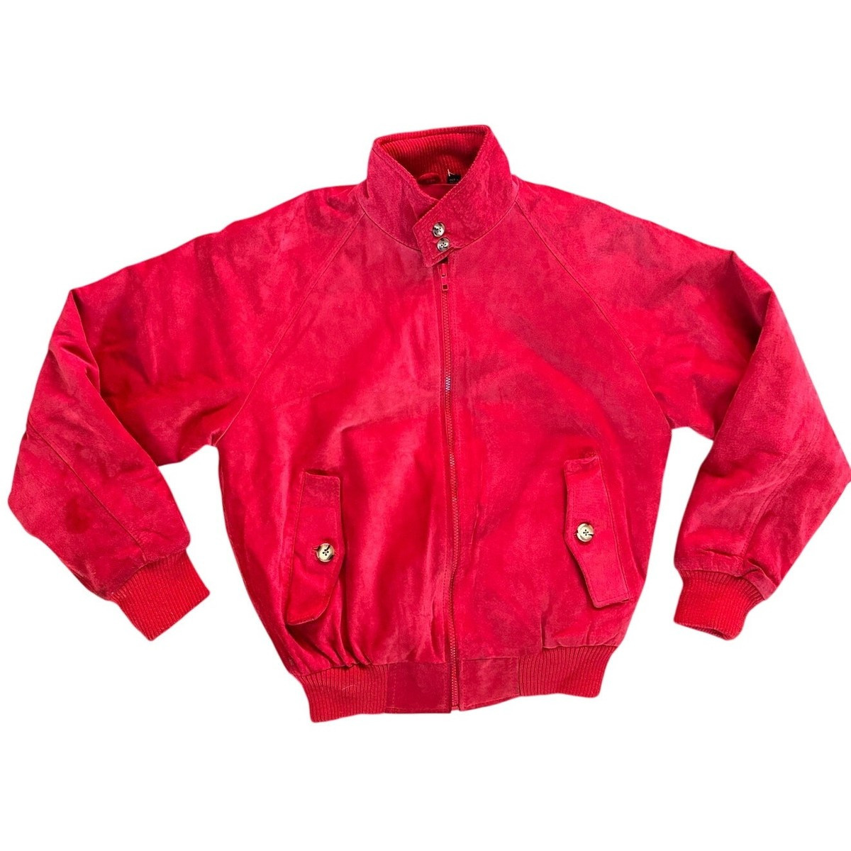 Vintage Suede Bomber Jacket Collar Retro 90's Beautiful Red Leather Bass Pro | eBay | eBay US