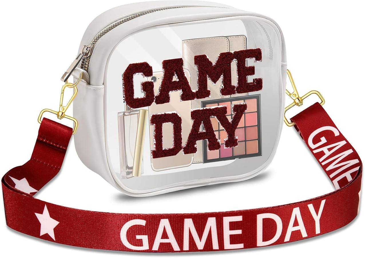 Game Day Clear Bag for Stadium Events with Letter Patches Stadium Approved Clear Crossbody Purse ... | Amazon (US)