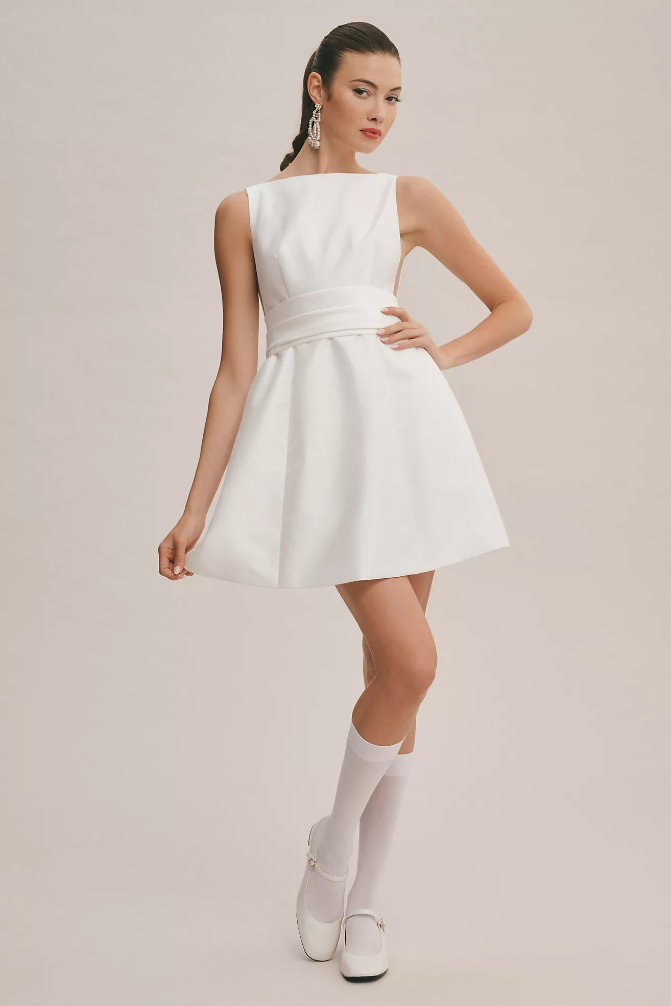 Watters Naya Sleeveless Bow Deep-V Back Mini Dress | Anthropologie (US)