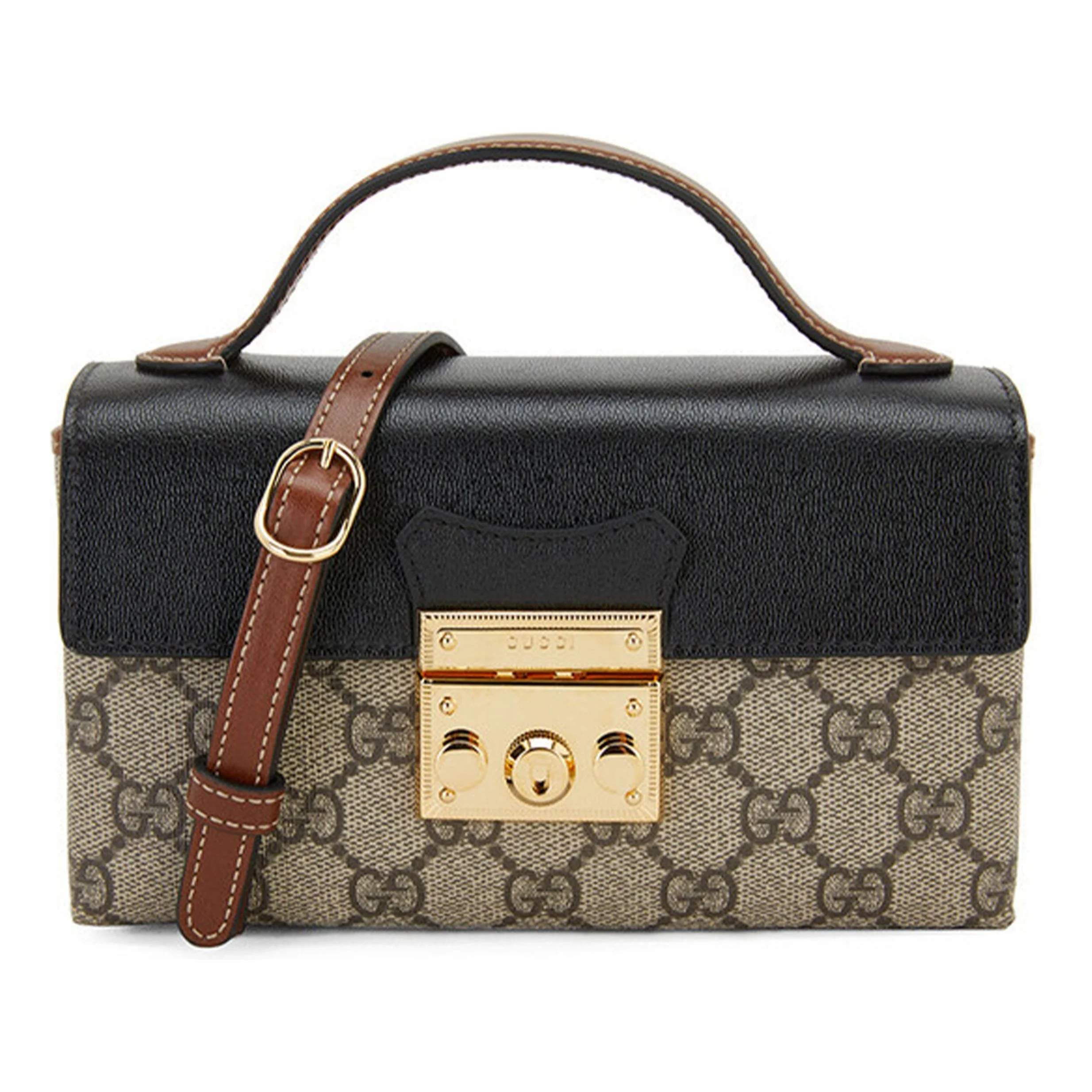 (WMNS) Gucci Padlock Metallic Logo Canvas Box Mini Ebony / Black Handbag 652683-96GAG-9785 | KICKS CREW