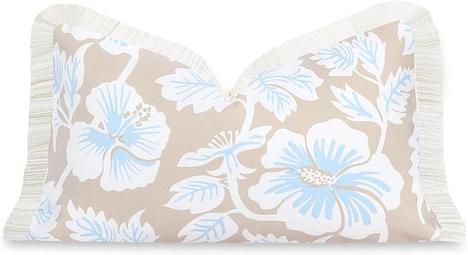 Hofdeco Premium Coastal Patio Indoor Outdoor Lumbar Pillow Cover Only, 12"x20" Water Repellent fo... | Amazon (US)