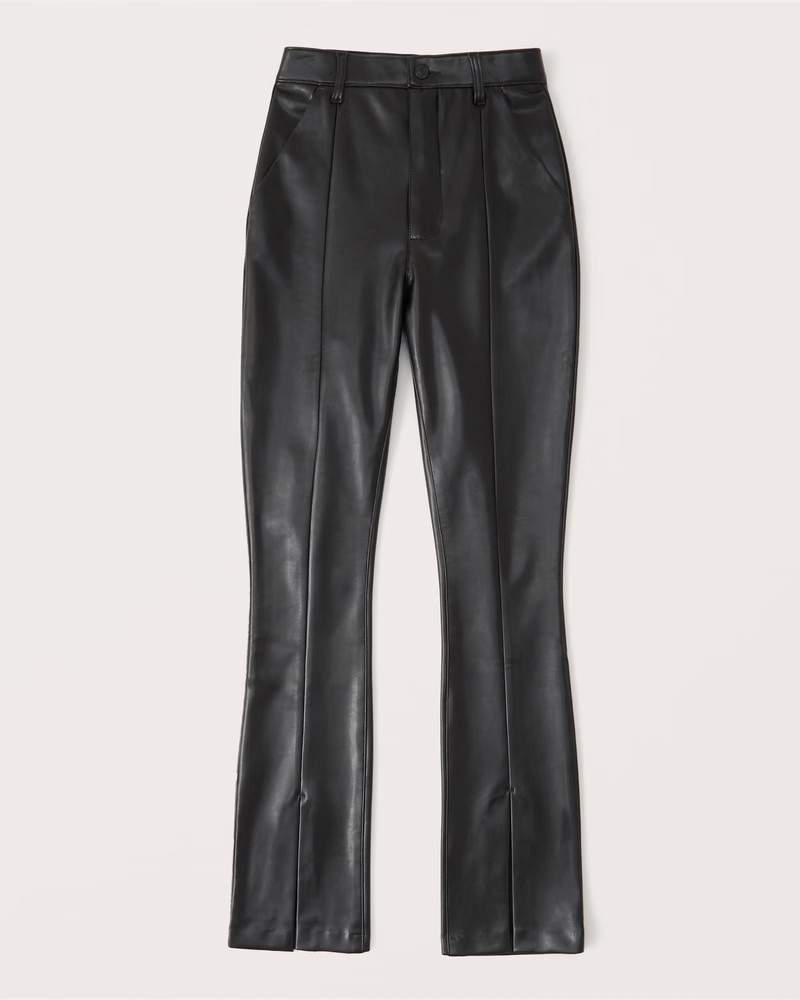 Curve Love Vegan Leather Split-Hem Pants | Abercrombie & Fitch (US)