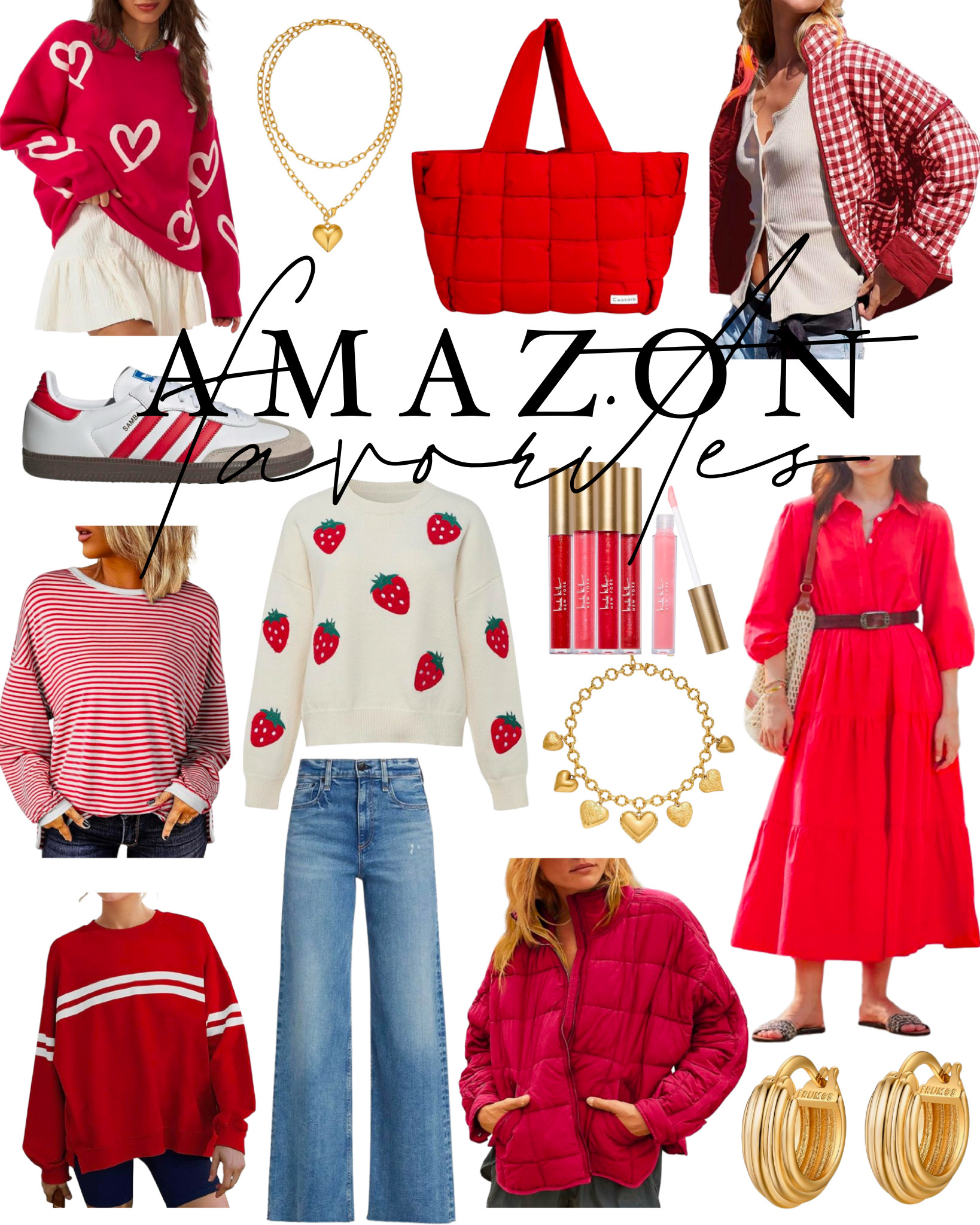 Red Valentine Favorites

Strawberries | Sweater | Crew Neck | Dress | Earrings | Denim | Quilted Bag | Bubble Bag | Samba | Adidas | Jacket | Quilted Jacket | Necklace | Hearts | Jewelry | Lip Gloss | H & M | jeans 

 

 #LTKValentine #LTKOver40 #LTKSaleAlert