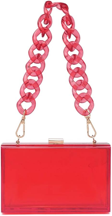 Cute Transparent Acrylic Shoulder Bag Clear Crossbody Evening Clutch Purse Handbag With 2 Gold Ch... | Amazon (US)