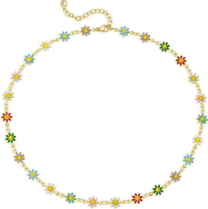 MTMY Beaded Necklaces for Women 14K Gold Plated Dainty Colorful Green/Rose Beaded Pearl Choker Ne... | Amazon (US)