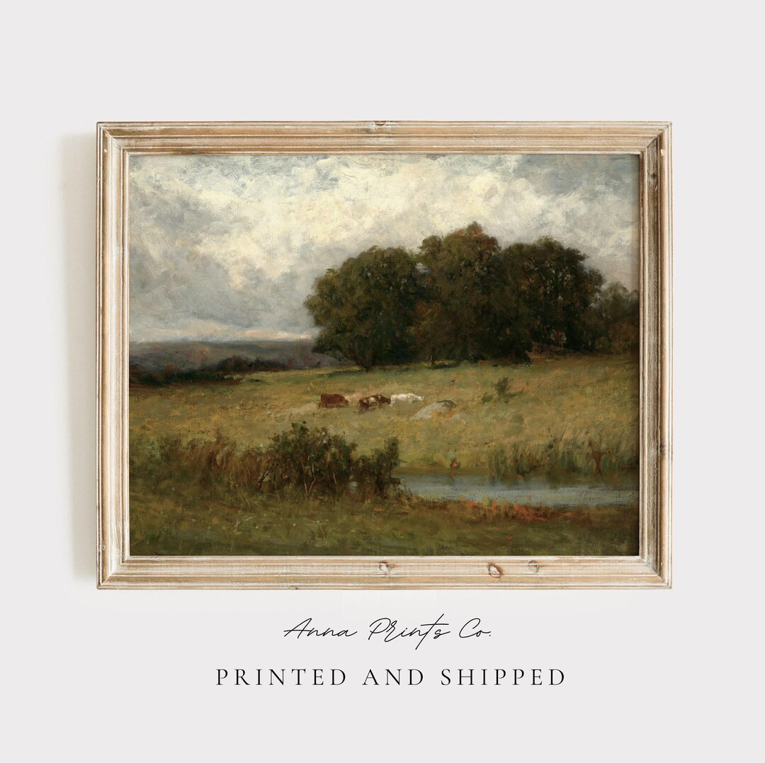 MAILED Giclée Print | Antique Landscape With Cattle Grazing in a Field Painting | Victorian Artw... | Etsy (US)