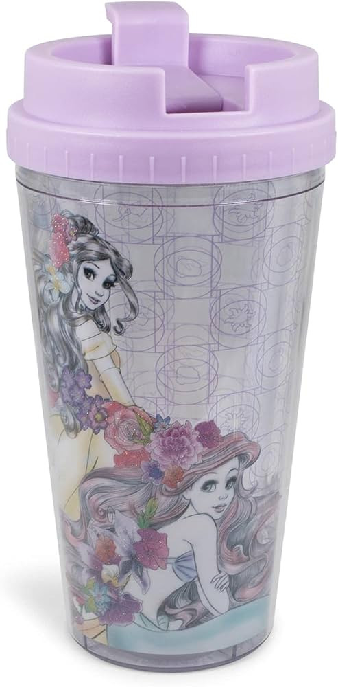 Disney Princesses Double-Walled Plastic Tumbler With Lid | Official Kitchen Accessories | Travel ... | Amazon (US)