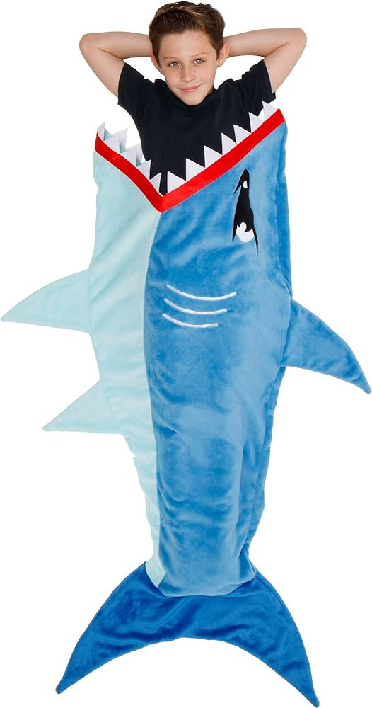 Silver Lilly Animal Tail Blanket - Plush Animal Sleeping Bag Blanket for Kids (Blue Shark) | Amazon (US)