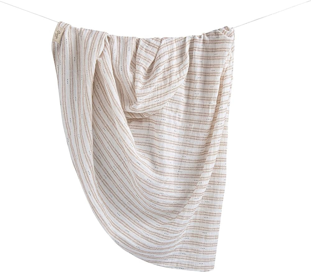 Crane Baby Soft Muslin Swaddle Blanket, Soft Swaddle Wrap for Boys and Girls, Herringbone, 47" x ... | Amazon (US)