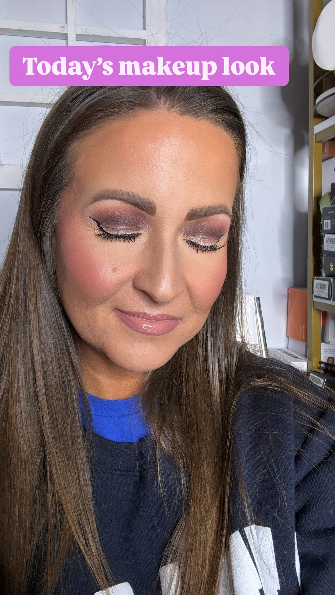 Eyeshadow Primer: MAC Paint Pot in Painterly
Foundation: Estée Lauder Double Wear in Shell Beige
Concealer: Shape Tape in Light Neutral 
Contour/Blush: Dibs Duo Stick in shade 2.5
Bronzer: Estée Lauder Bronze Goddess in Medium Deep
Lip Combo: Lip Liner & Maracuja Juicy Lip in “Hollie”
Lipstick: 800 Fairest Nude 
NYX Lift & Snatch Brow Pen: Caramel
Anastasia Beverly Hills Brow Powder: Dark Brown
