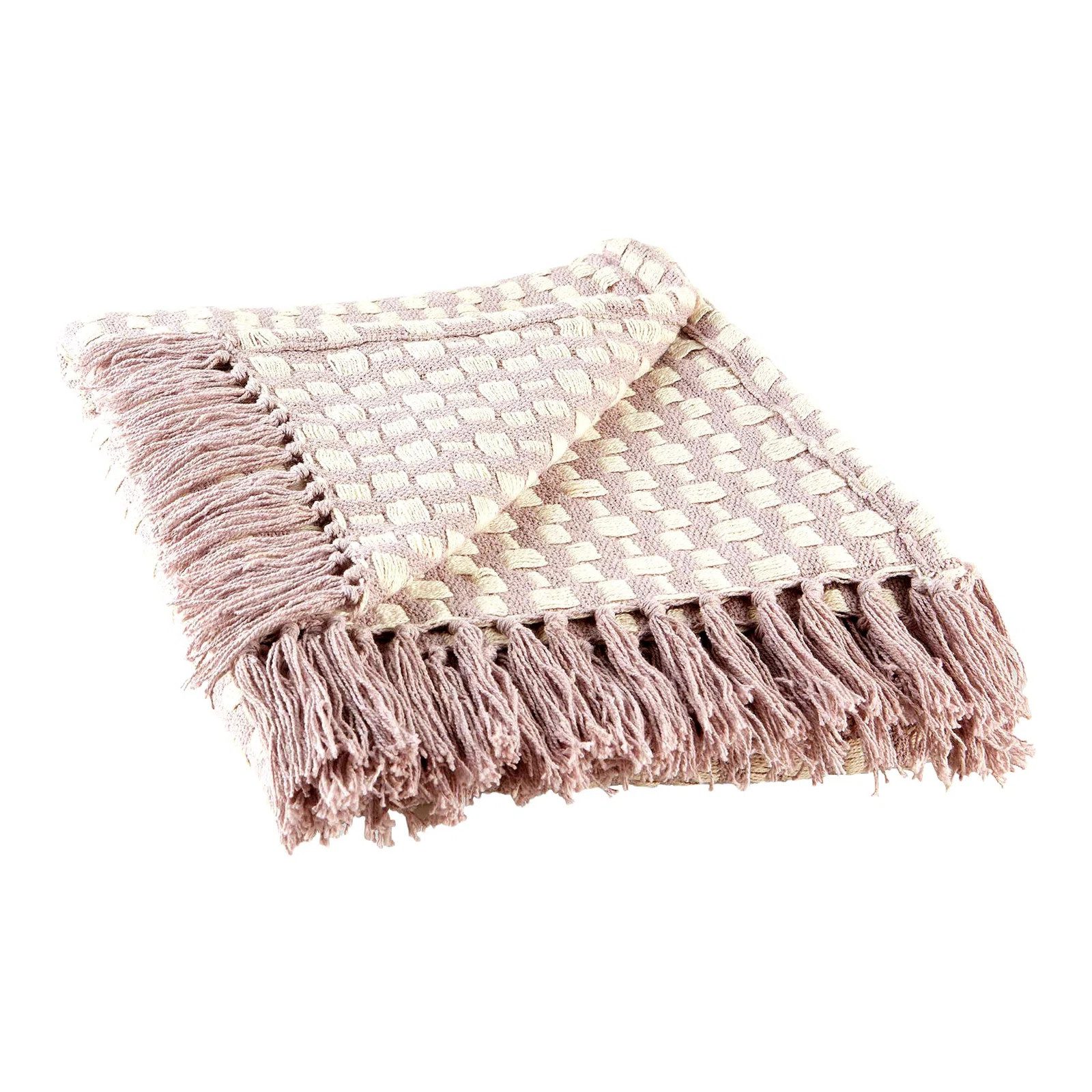 Cozy Urban Check Cotton Throw Blanket, 50x60, Dusty Lilac | Wayfair North America