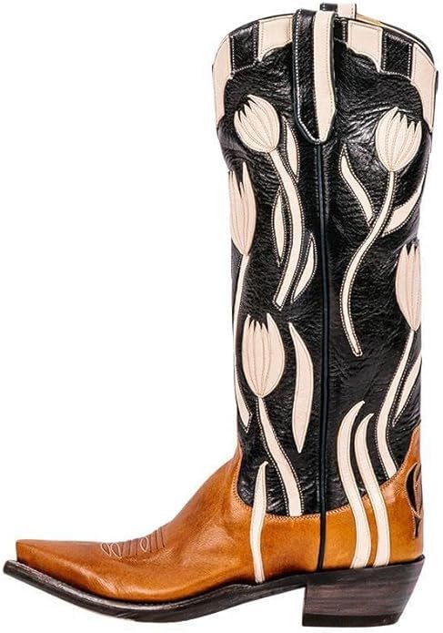 DREAMCIA Western Cowgirl Boots Stylish Black Western Boots for Women Black Boots Mid Calf Embroid... | Amazon (US)