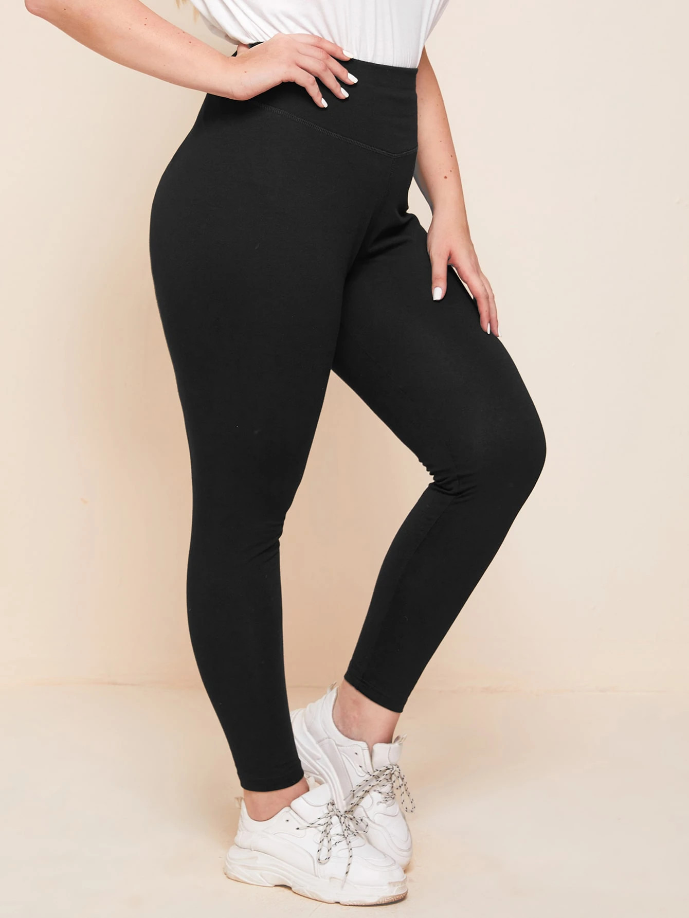 SHEIN Mulvari Plus High Waist Solid Leggings | SHEIN