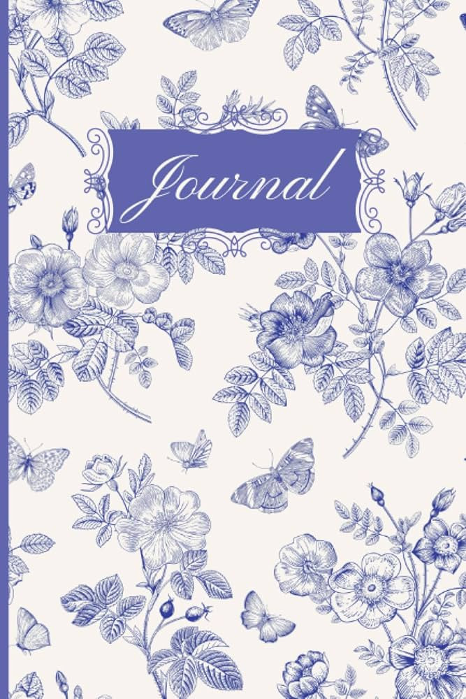 Blue Toile Notebook, 6in x 9in, 120 College Ruled Pages: Butterfly and Flowers Journal, French To... | Amazon (US)