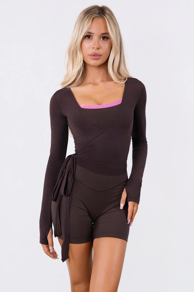 Vitality Flow Wrap Top - Espresso | Vitality