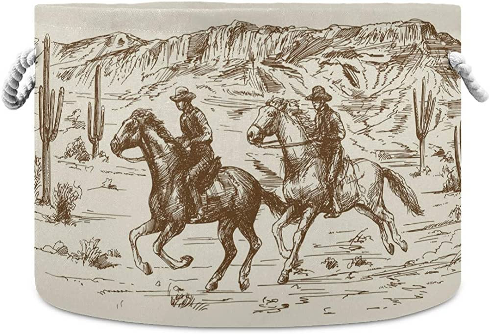 WELLDAY Cotton Rope Basket Western Desert Cowboy Baby Laundry Basket for Blankets Toys Storage Ba... | Amazon (US)