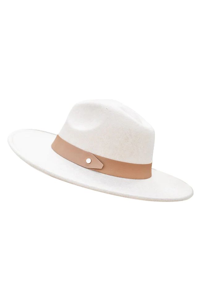 Loud And Clear Beige Solid Band Fedora Hat | Pink Lily