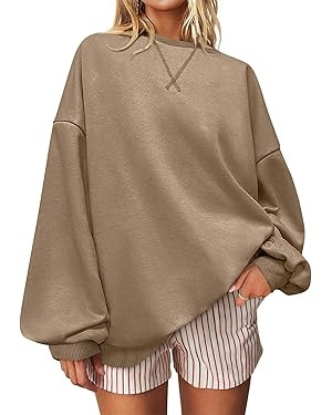 UEU Women Oversized Striped Crewneck Sweatshirt Long Sleeve Color Block Pullover Tops Casual Loos... | Amazon (US)