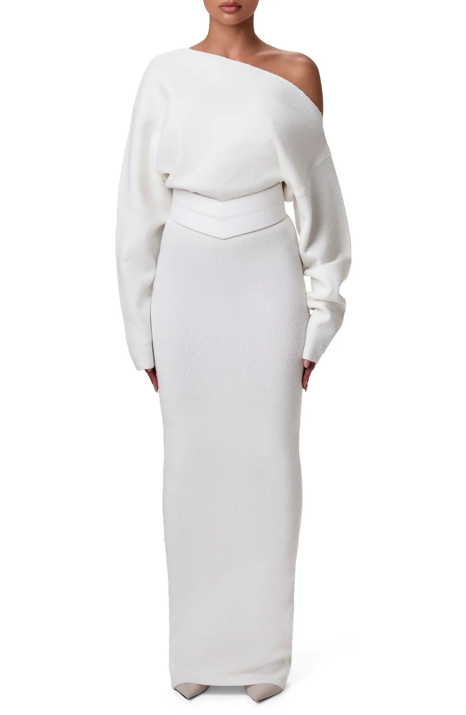 One-Shoulder Long Sleeve Maxi Sweater Dress | Nordstrom