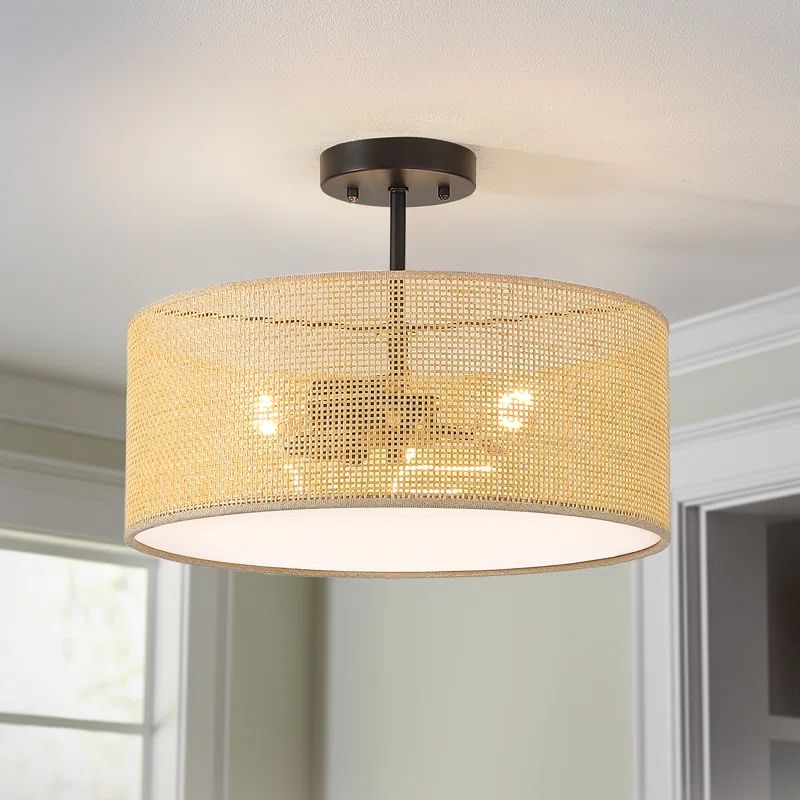 Brambach 3-Light Rattan Semi Flush Mount | Wayfair North America