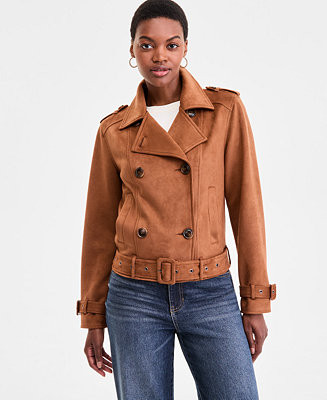 Steve Madden Women's Belted Faux-Leather Jacket - Macy's | Macy's