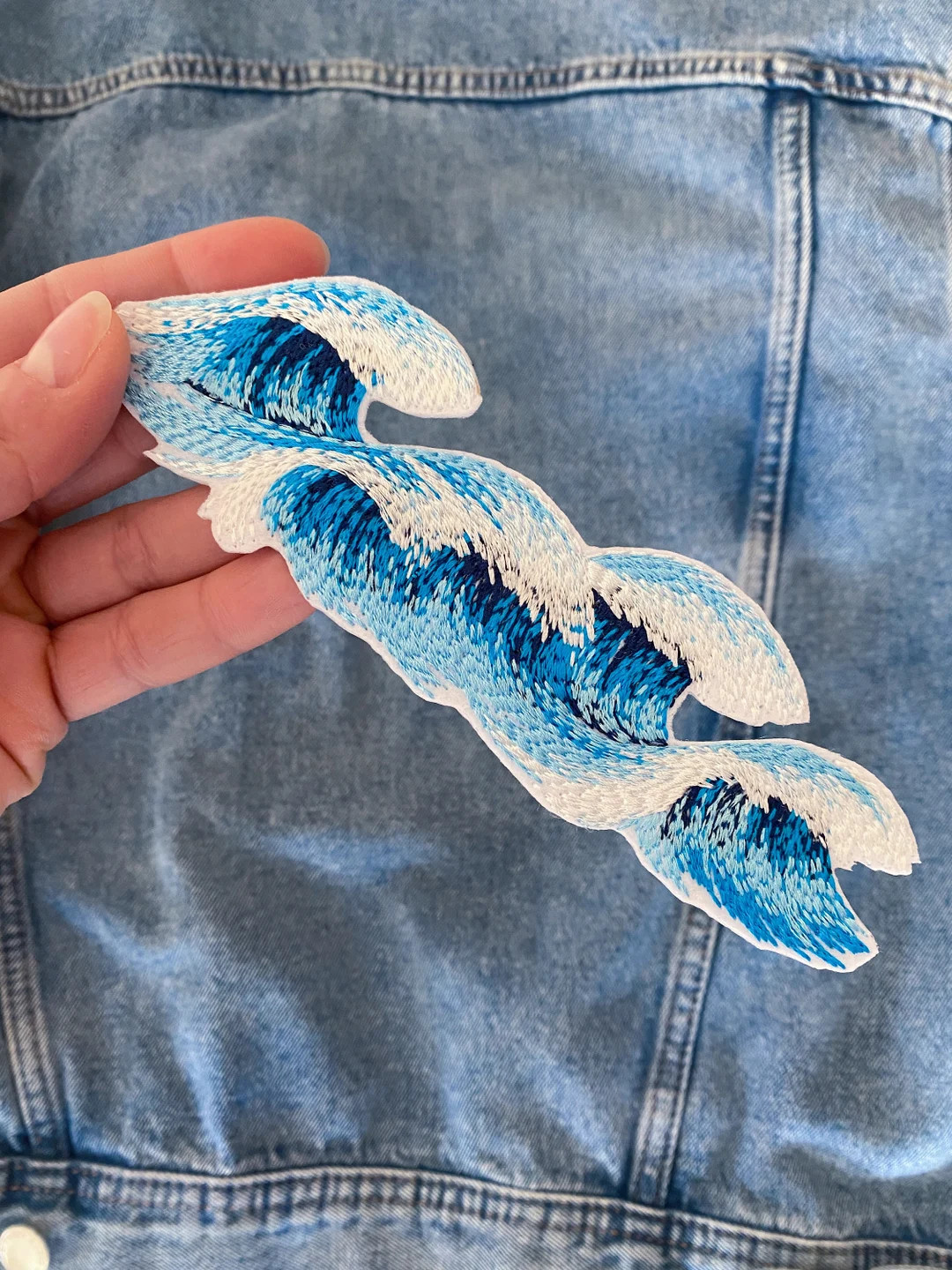 Wave Patch, Sea Ocean Iron on Patch, Beach Embroidered Iron on Applique, Fun Vacation Sew on Jack... | Etsy (US)