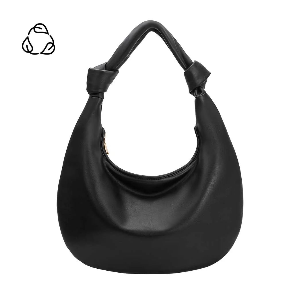 Black Stella Extra Large Recycled Vegan Leather Shoulder Bag| Melie Bianco | Melie Bianco