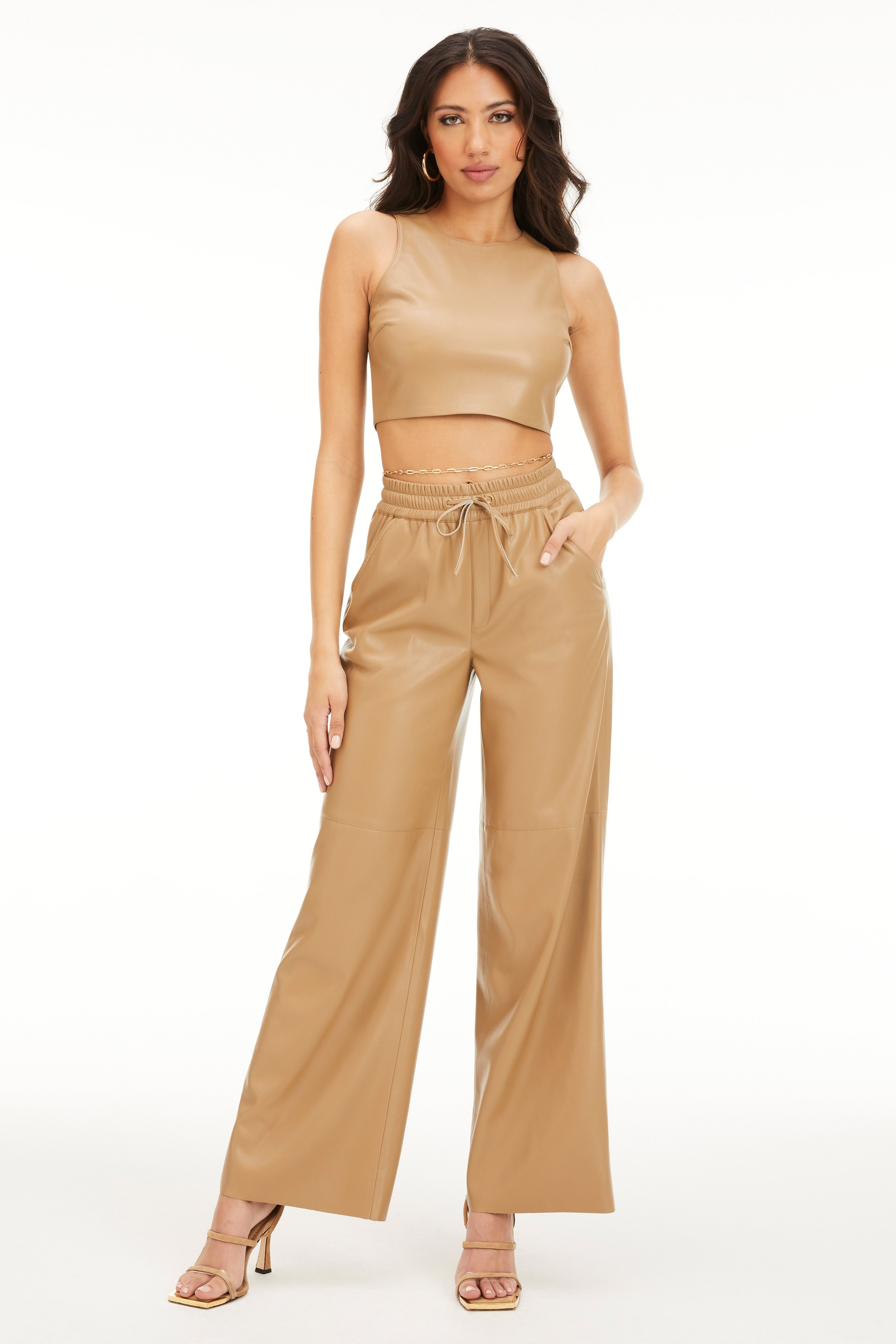 LEATHER WIDE LEG | WARM CARMEL003 | Good American