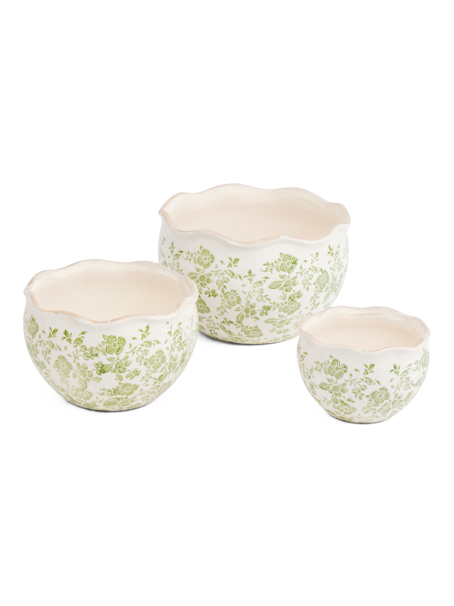 3pc Scalloped Soft Floral Indoor Planters Set | TJ Maxx