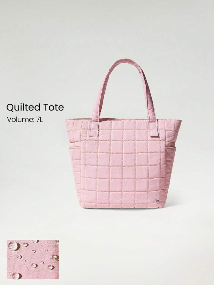 GLOWMODE 7L Water-Resistant Make It Quilted Dual Handle Tote Bag With Multi Pockets Daily Casual | SHEIN