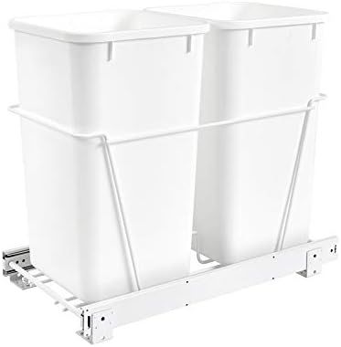 Rev-A-Shelf RV-15PB-2 S Double 27-Quart Chrome Wire Bottom Mount Pullout Kitchen Waste Trash Can ... | Amazon (US)